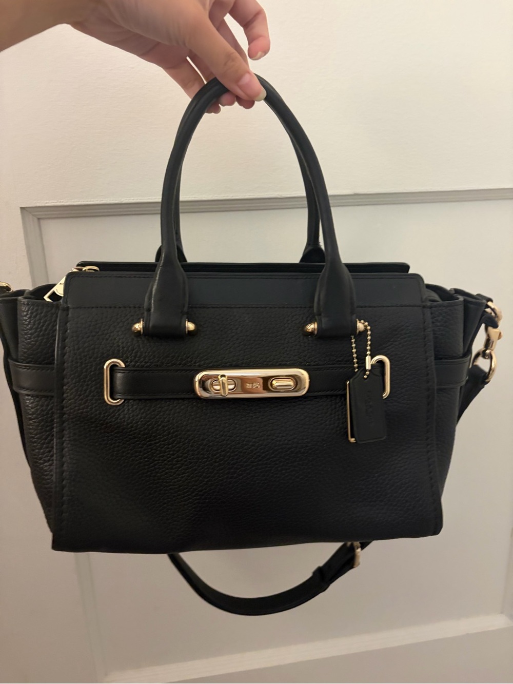 Coach Black Pebble Leather Satchel with Gold Hardware
